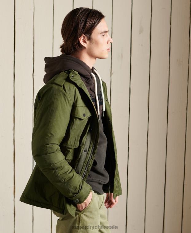 hombres Superdry verde chaqueta militar m-65 2R68Z4495