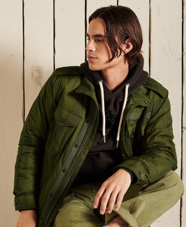 hombres Superdry verde chaqueta militar m-65 2R68Z4495