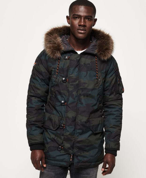 hombres Superdry verde chaqueta parka 2R68Z1134