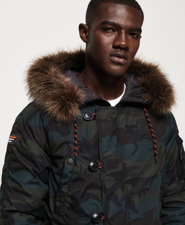 hombres Superdry verde chaqueta parka 2R68Z1134