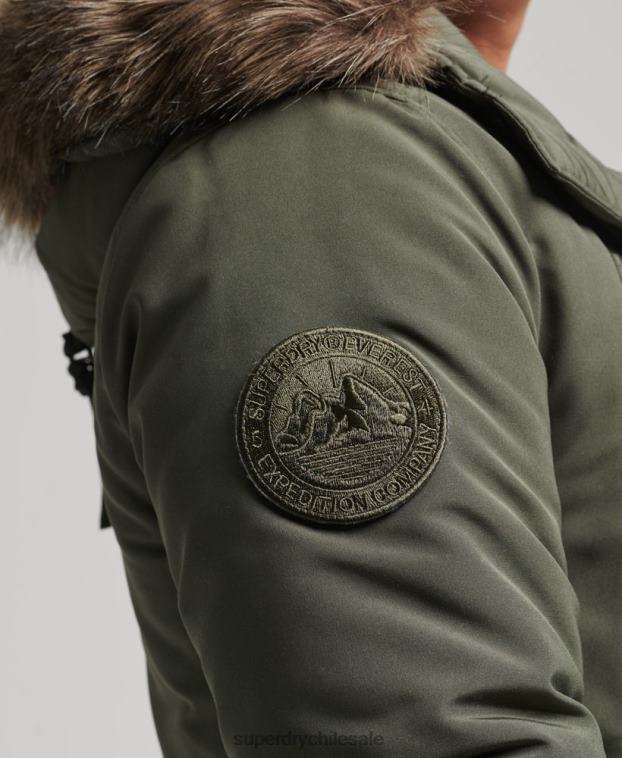 hombres Superdry verde parka everest de piel sintética con capucha 2R68Z1006
