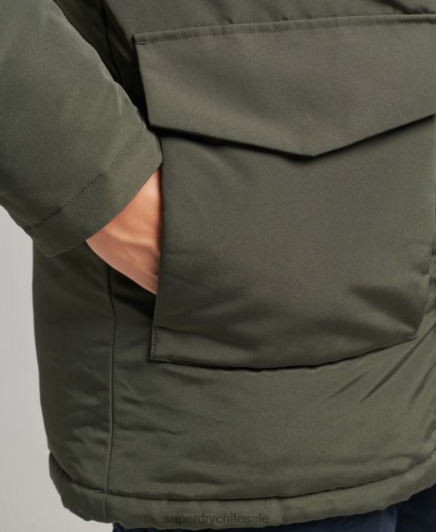 hombres Superdry verde parka everest de piel sintética con capucha 2R68Z1006