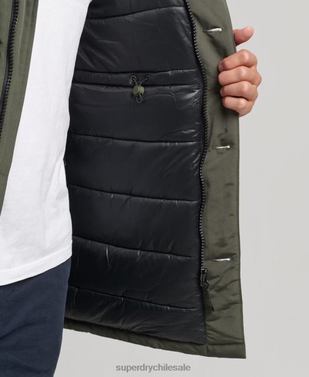 hombres Superdry verde parka everest de piel sintética con capucha 2R68Z1006