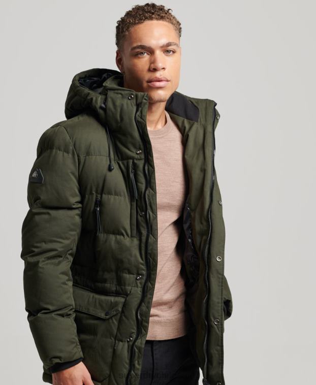 hombres Superdry verde parka expedición de microfibra 2R68Z4448