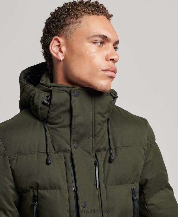 hombres Superdry verde parka expedición de microfibra 2R68Z4448