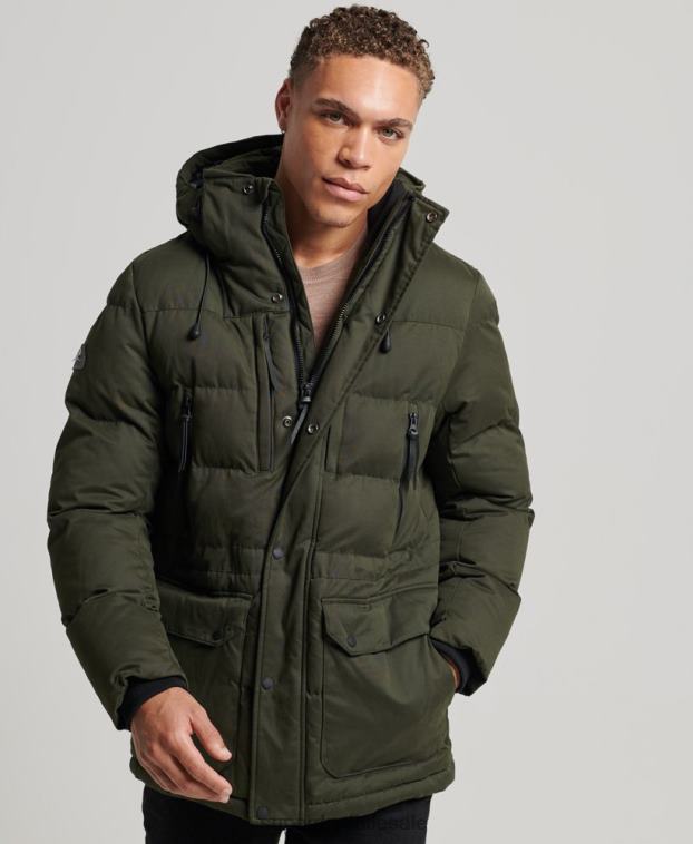 hombres Superdry verde parka expedición de microfibra 2R68Z4448