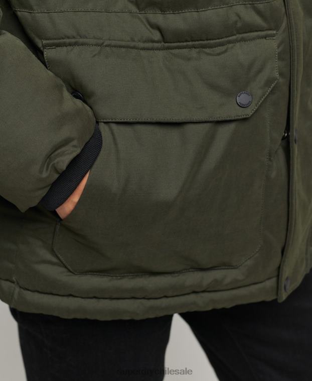 hombres Superdry verde parka expedición de microfibra 2R68Z4448