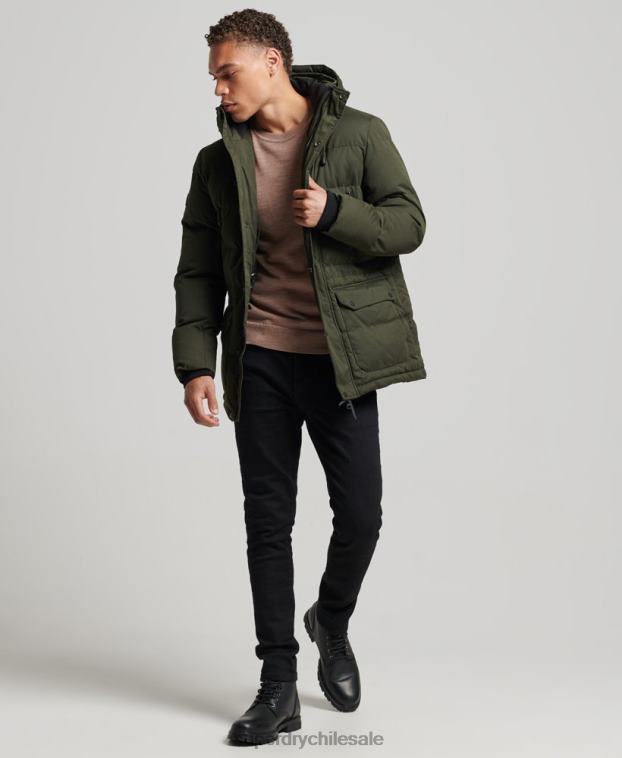 hombres Superdry verde parka expedición de microfibra 2R68Z4448