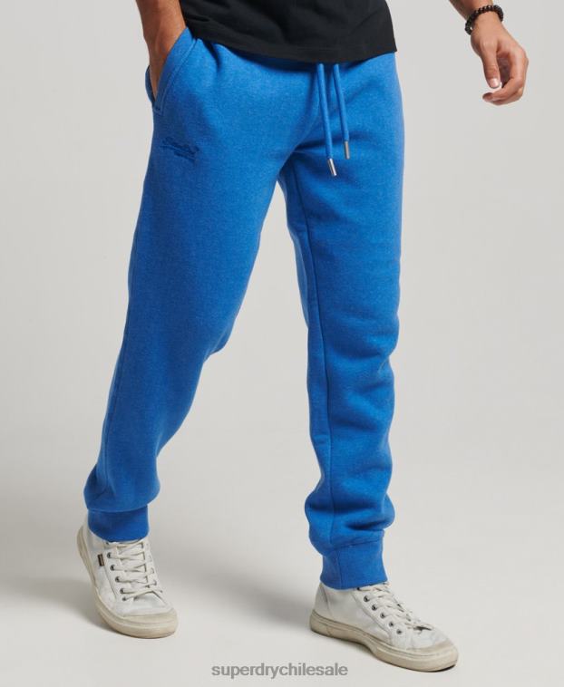 hombres Superdry azul joggers de algodón orgánico con logo vintage bordado 2R68Z6371