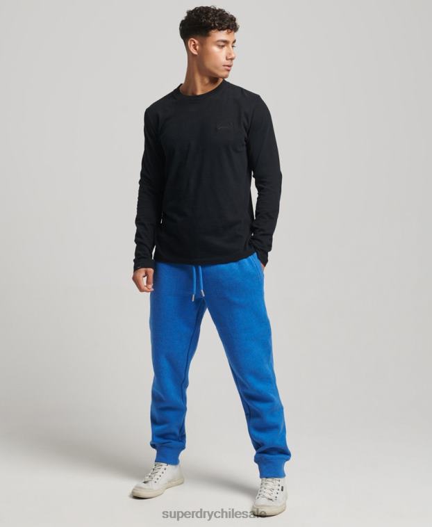 hombres Superdry azul joggers de algodón orgánico con logo vintage bordado 2R68Z6371