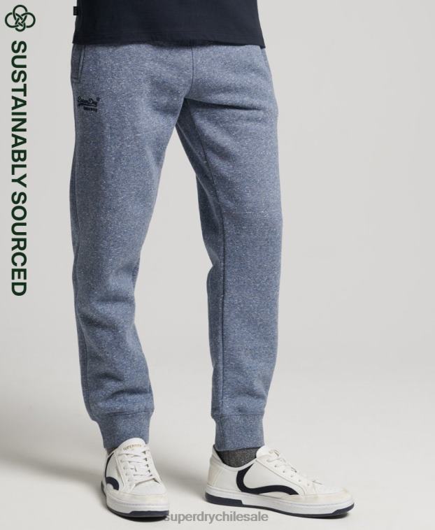 hombres Superdry azul joggers de algodón orgánico con logo vintage bordado 2R68Z6380