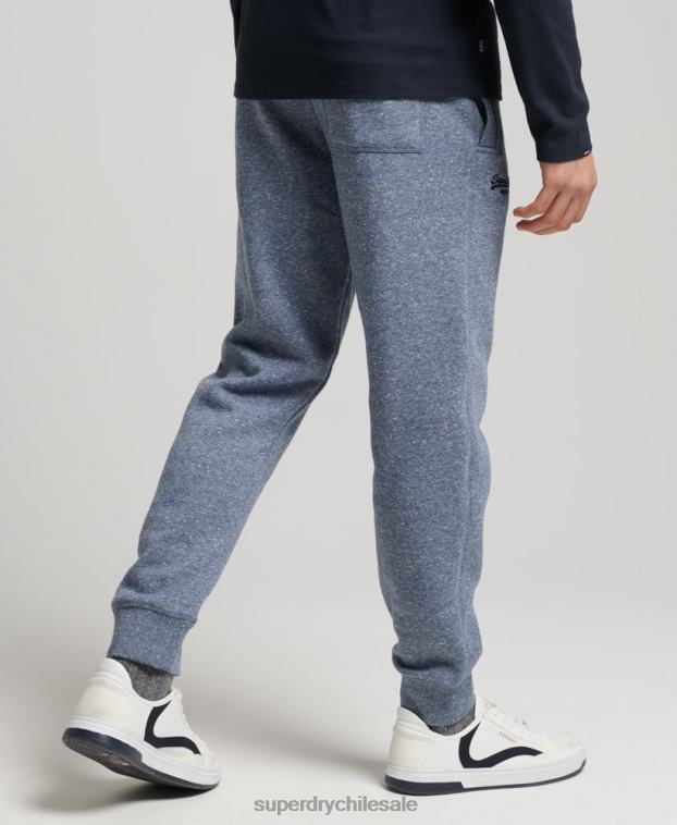 hombres Superdry azul joggers de algodón orgánico con logo vintage bordado 2R68Z6380
