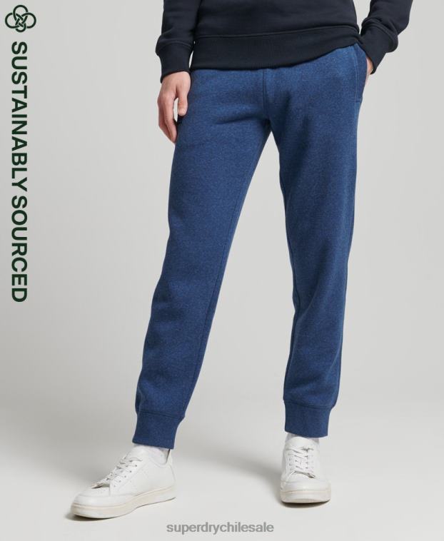 hombres Superdry azul joggers de algodón orgánico con logo vintage bordado 2R68Z6383