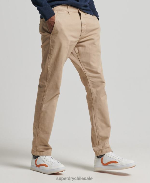hombres Superdry beige pantalones chinos slim oficiales 2R68Z6474