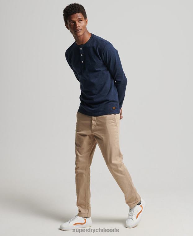 hombres Superdry beige pantalones chinos slim oficiales 2R68Z6474