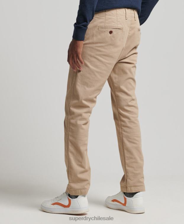 hombres Superdry beige pantalones chinos slim oficiales 2R68Z6474