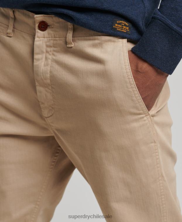 hombres Superdry beige pantalones chinos slim oficiales 2R68Z6474