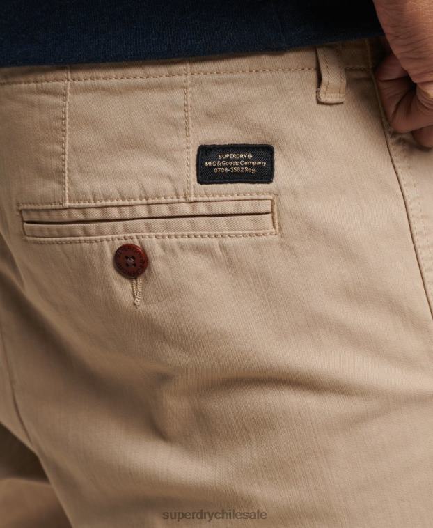 hombres Superdry beige pantalones chinos slim oficiales 2R68Z6474