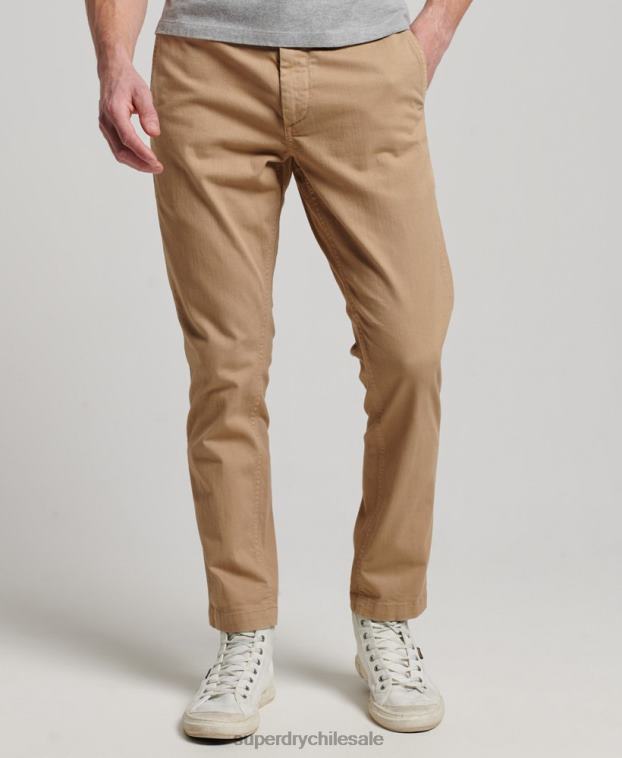 hombres Superdry beige pantalones chinos slim oficiales 2R68Z91