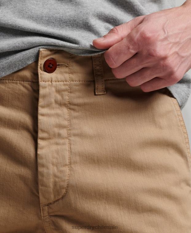 hombres Superdry beige pantalones chinos slim oficiales 2R68Z91