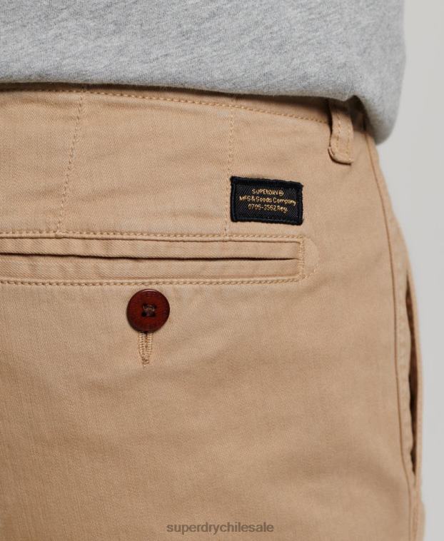 hombres Superdry beige pantalones chinos slim oficiales 2R68Z91