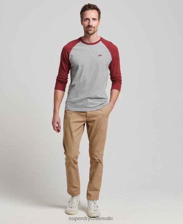 hombres Superdry beige pantalones chinos slim oficiales 2R68Z91