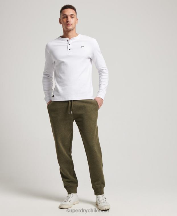 hombres Superdry caqui joggers con logo bordado 2R68Z6468