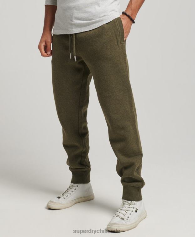 hombres Superdry caqui joggers de algodón orgánico con logo vintage bordado 2R68Z6372