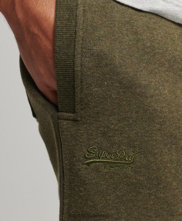 hombres Superdry caqui joggers de algodón orgánico con logo vintage bordado 2R68Z6372