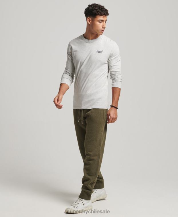 hombres Superdry caqui joggers de algodón orgánico con logo vintage bordado 2R68Z6372