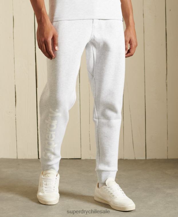 hombres Superdry gris claro joggers cepillados con logo central 2R68Z6445