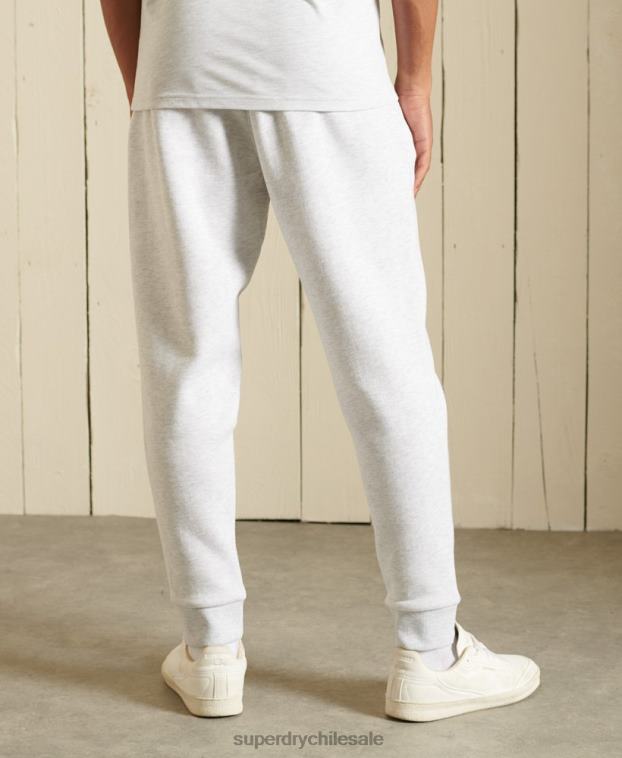 hombres Superdry gris claro joggers cepillados con logo central 2R68Z6445