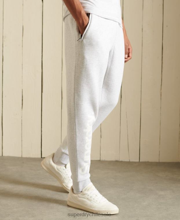 hombres Superdry gris claro joggers cepillados con logo central 2R68Z6445