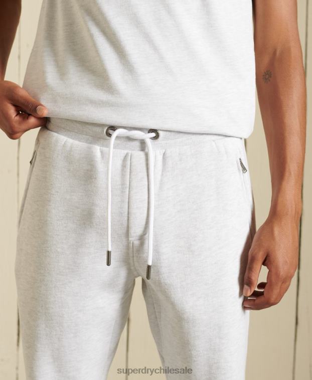 hombres Superdry gris claro joggers cepillados con logo central 2R68Z6445