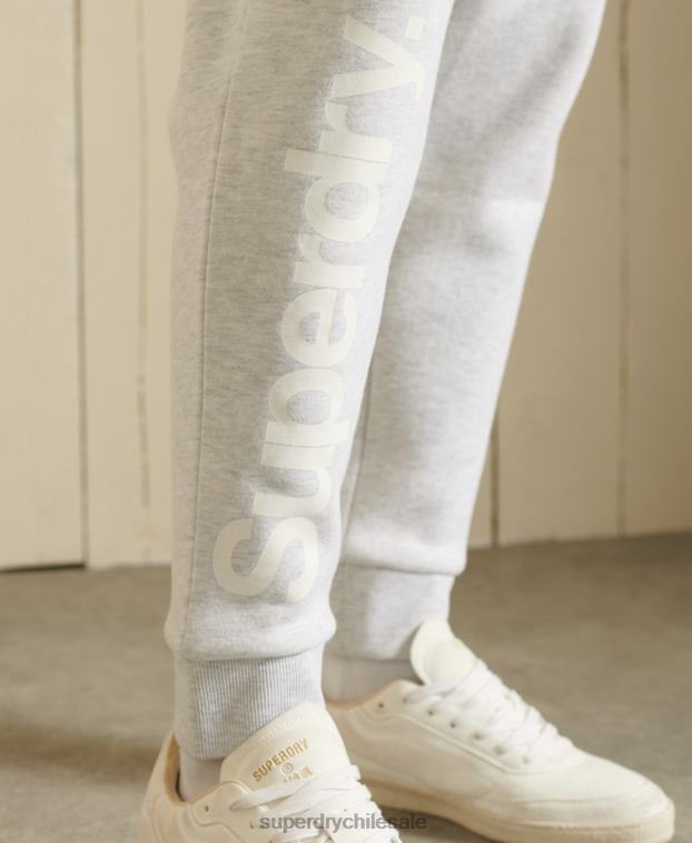 hombres Superdry gris claro joggers cepillados con logo central 2R68Z6445