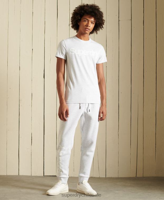 hombres Superdry gris claro joggers cepillados con logo central 2R68Z6445