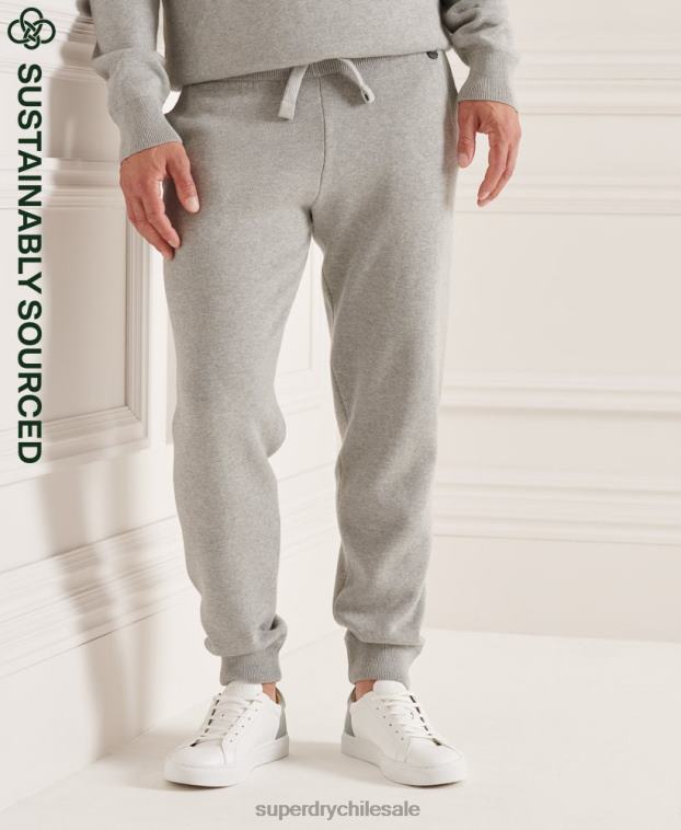 hombres Superdry gris claro joggers de algodón orgánico studios essential 2R68Z6452