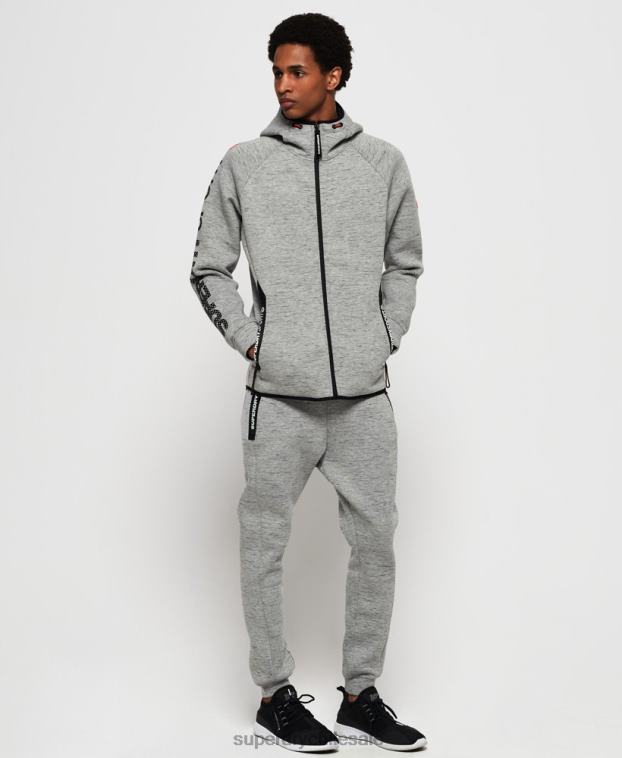 hombres Superdry gris joggers slim gym tech stretch 2R68Z1442