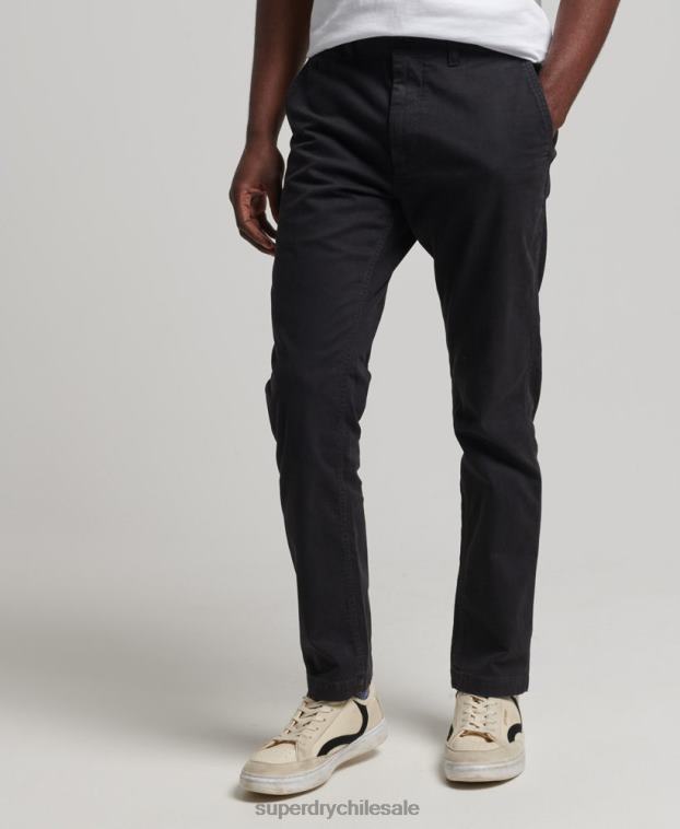 hombres Superdry gris oscuro pantalones chinos slim oficiales 2R68Z6488