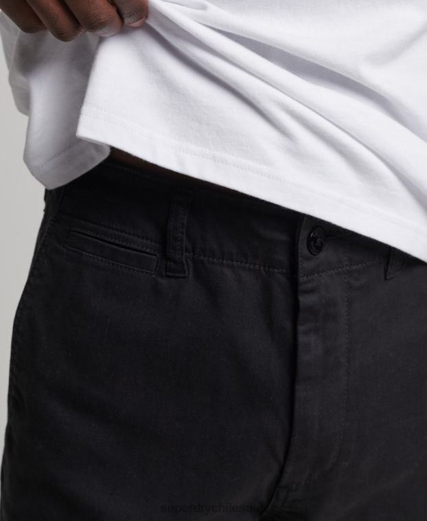 hombres Superdry gris oscuro pantalones chinos slim oficiales 2R68Z6488