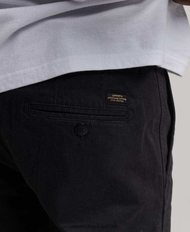 hombres Superdry gris oscuro pantalones chinos slim oficiales 2R68Z6488