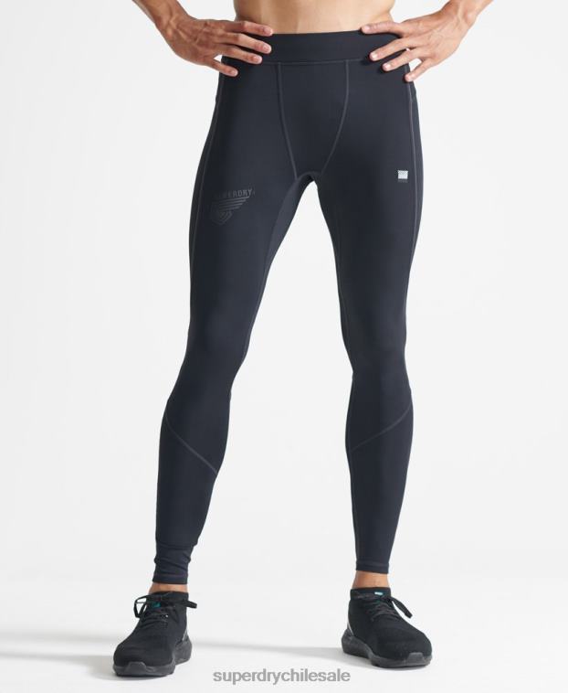 hombres Superdry negro correr pantalones ajustados 2R68Z1438