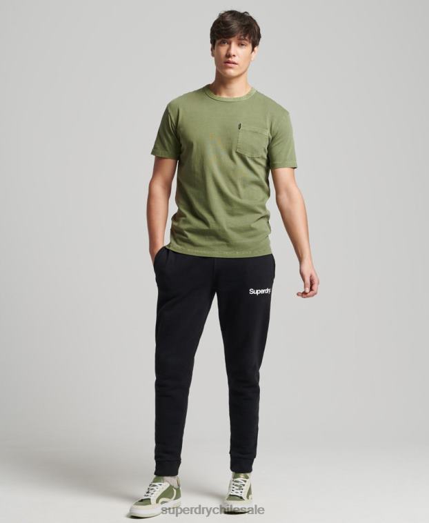 hombres Superdry negro joggers clásicos con logo central 2R68Z6441