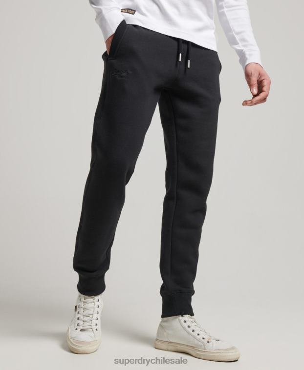 hombres Superdry negro joggers con logo bordado vintage 2R68Z105