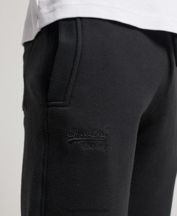 hombres Superdry negro joggers con logo bordado vintage 2R68Z105