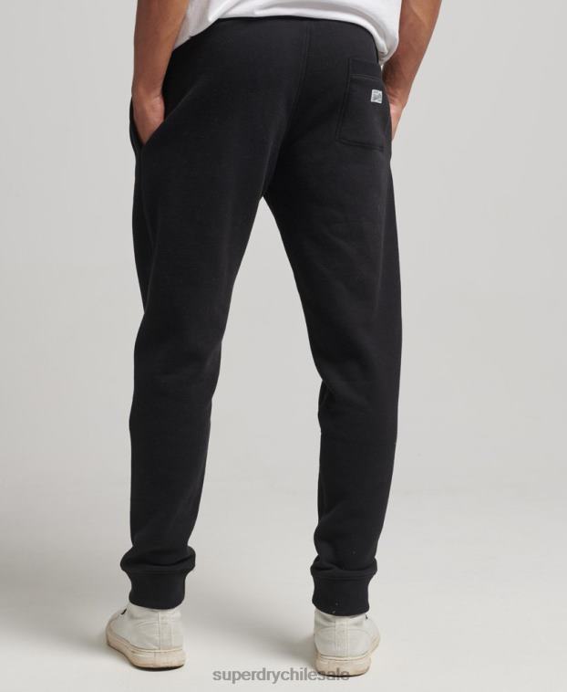 hombres Superdry negro joggers con logo vintage 2R68Z6425