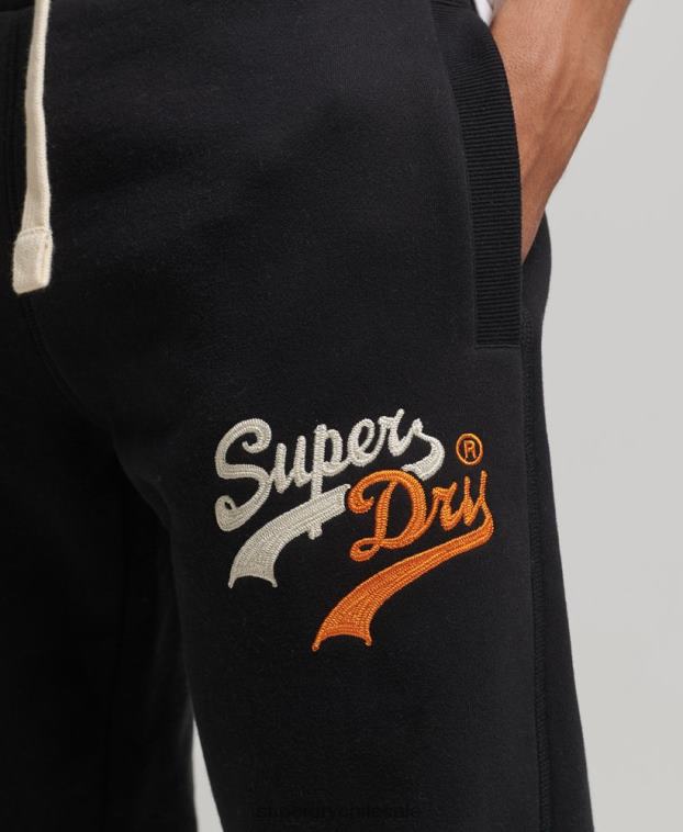 hombres Superdry negro joggers con logo vintage 2R68Z6425