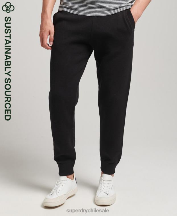 hombres Superdry negro joggers de algodón orgánico studios essential 2R68Z6480