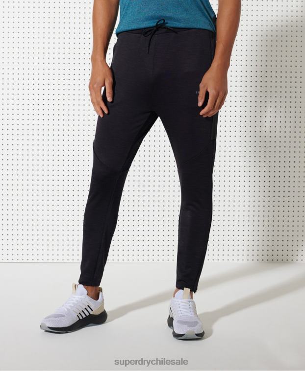 hombres Superdry negro pantalones de chándal de entrenamiento 2R68Z1440