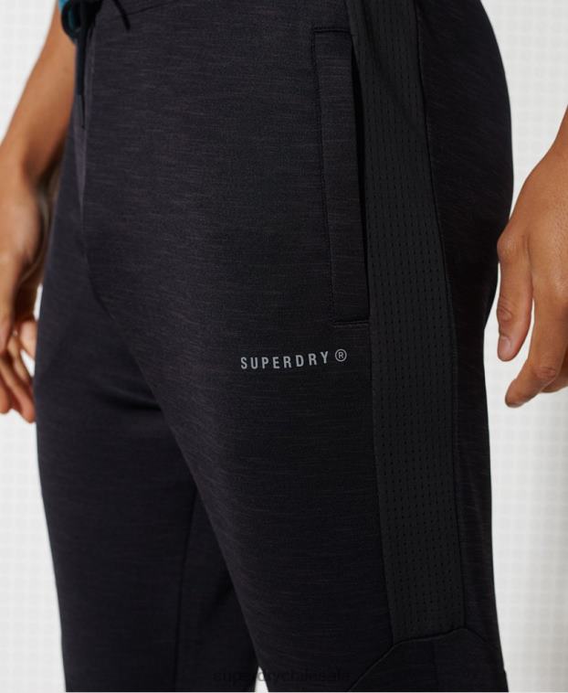 hombres Superdry negro pantalones de chándal de entrenamiento 2R68Z1440